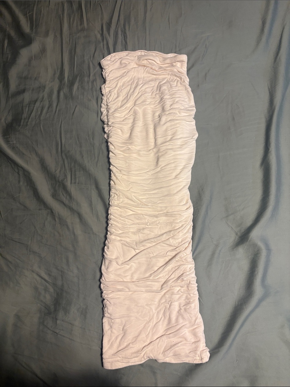 naked wardrobe Ruched Midi Tube Skirt in Pale Pink